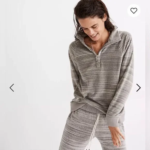 MWL Madewell Velour Space-Dyed Half-Zip Sweatshirt Size XS - Picture 3 of 7